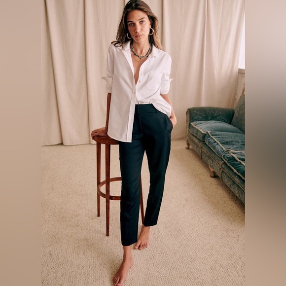 Sézane 100% Organic Cotton Tomboy Shirt White Button Down | Size 34 (US 2) - Picture 1 of 8